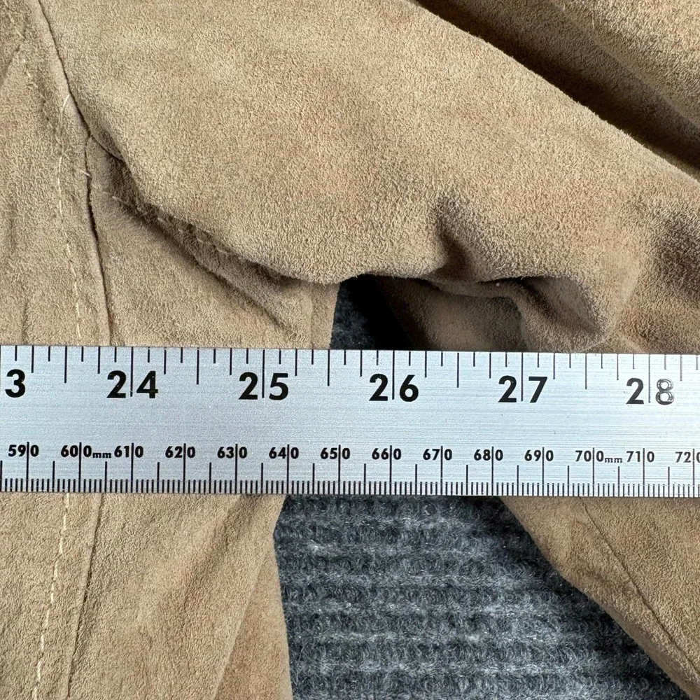 Wilsons Leather Mens XL Tan Suede Sherpa Lined Rancher Jacket Button Front Coat